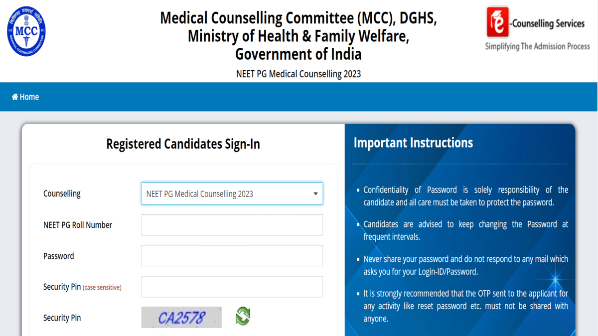 NEET PG 2023 choice filling window for round 2 opens