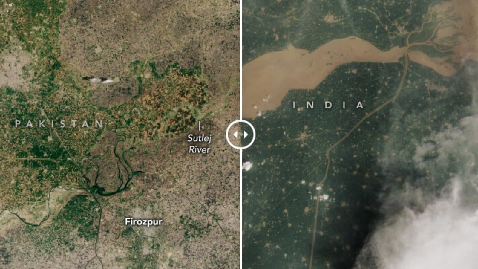 Nasa shares before and after image of Sutlej River flooding