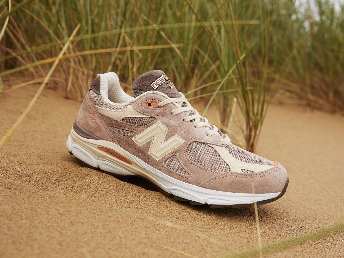 New Balance 990v3 MADE in USA &ldquo;Orange/Cream&rdquo; sneakers (Image via size?)