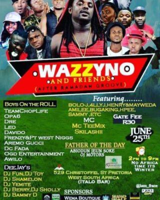 Opa6, Bolo J, Niyas To Perform At Wazzyno's First Show In South Africa