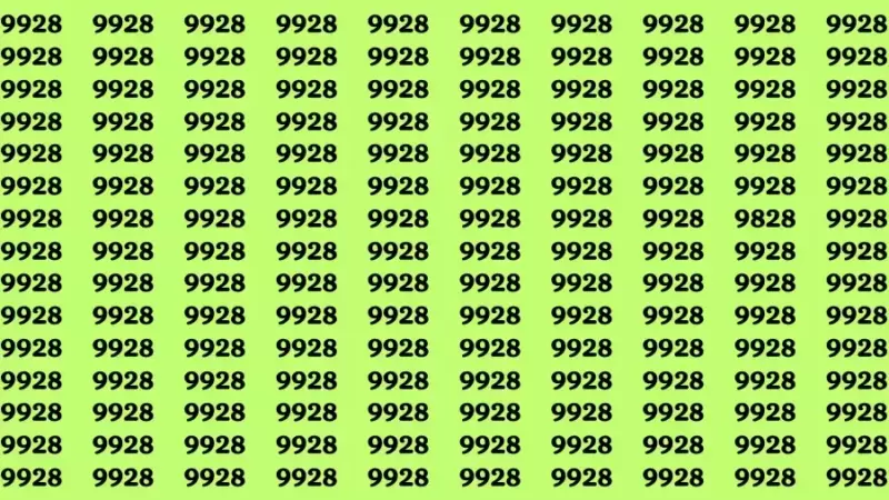 Optical illusion: If you have Eagle Eyes Find the number 9828 among 9928 in 12 Secs