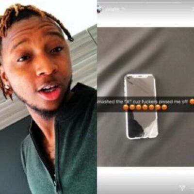 Rapper Yung6ix Smashes His iPhone X (Photos)