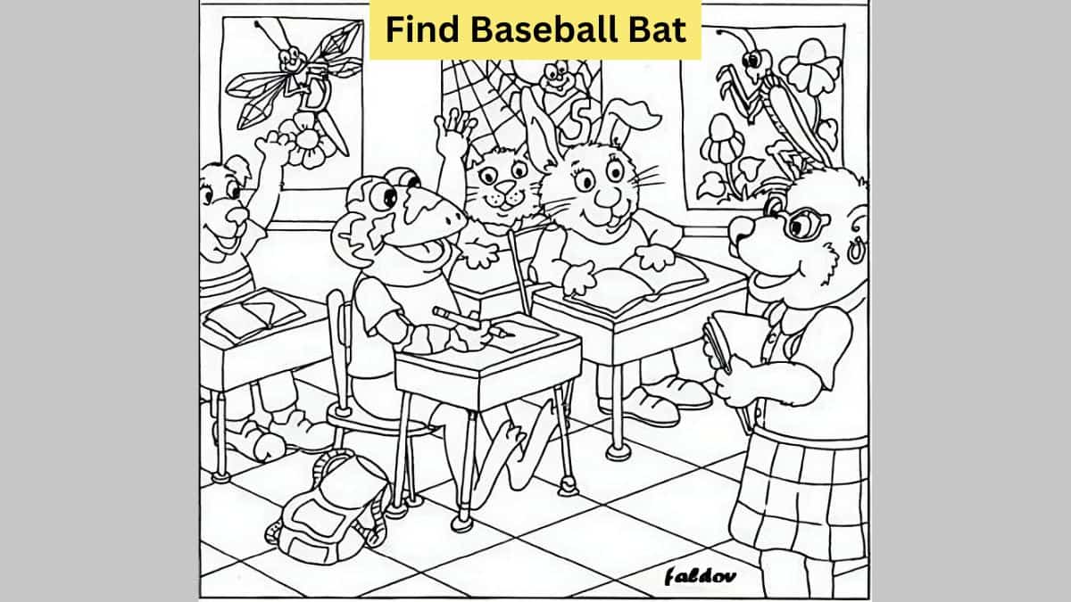 Seek and Find Puzzle: Find the baseball bat in the classroom in 6 seconds