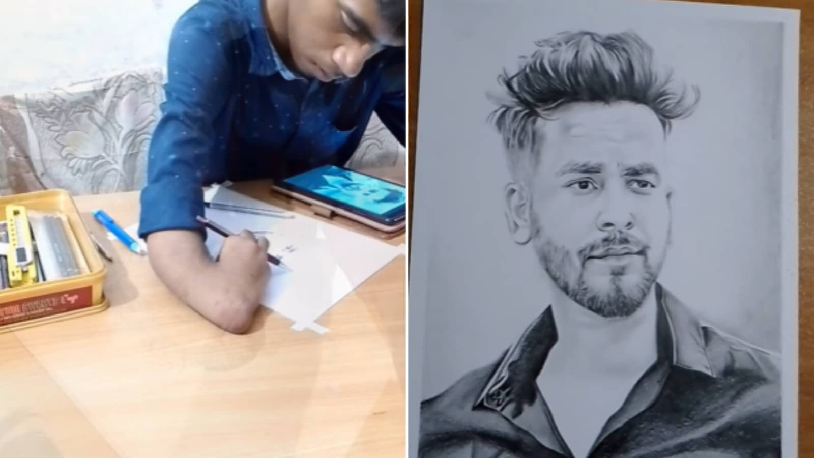 Specially-abled artist draws stunning portrait of Elvish Yadav