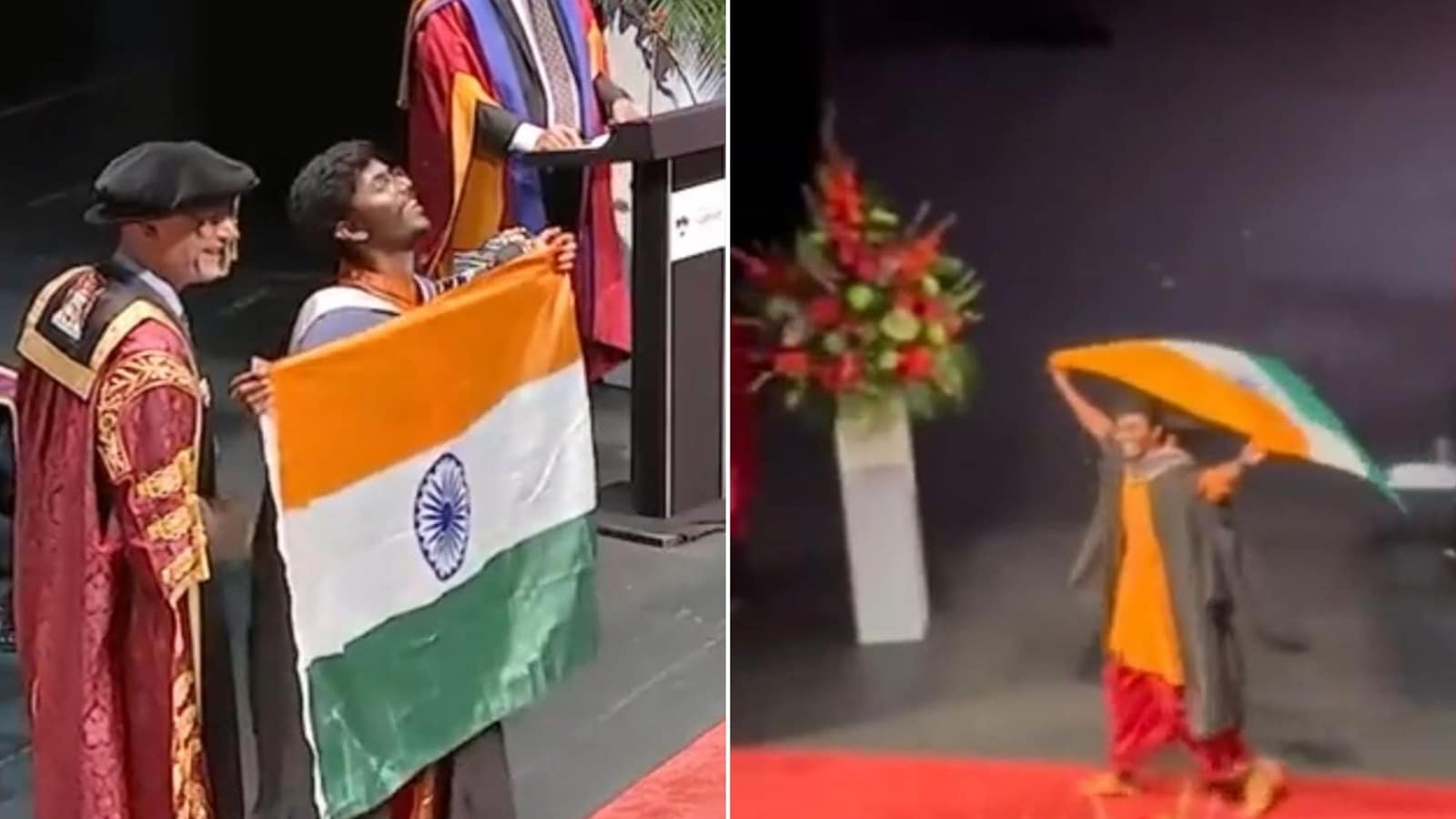 Student proudly unfurls Indian flag at graduation ceremony abroad. Watch