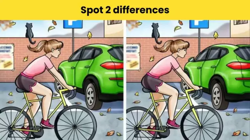 There are 2 differences between the two biking pictures. Can you find them all in 3 seconds?