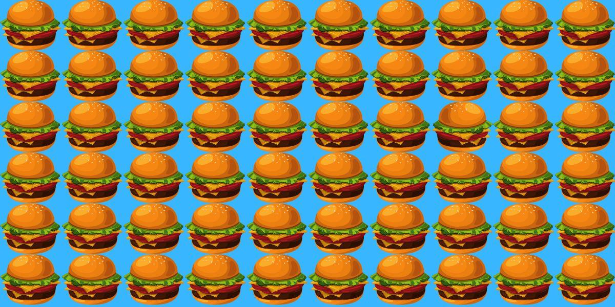 Visual challenge: Spot all the odd burgers in under 20 seconds! How many have you counted?