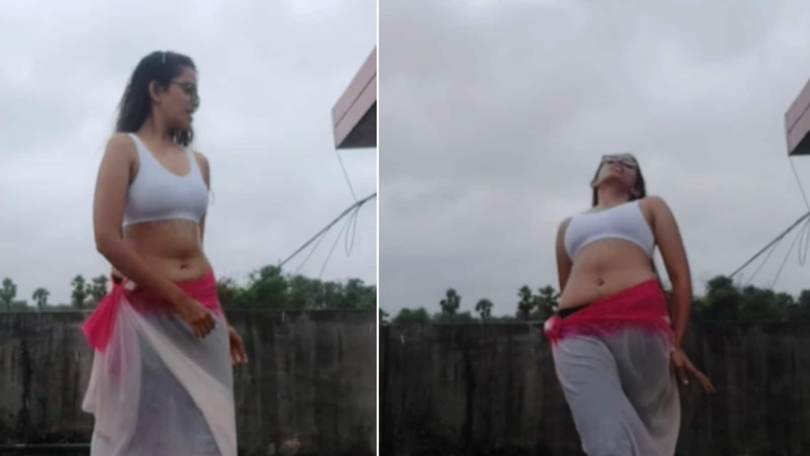 Woman performs belly dance to Tip Tip Barsa Paani amid rain