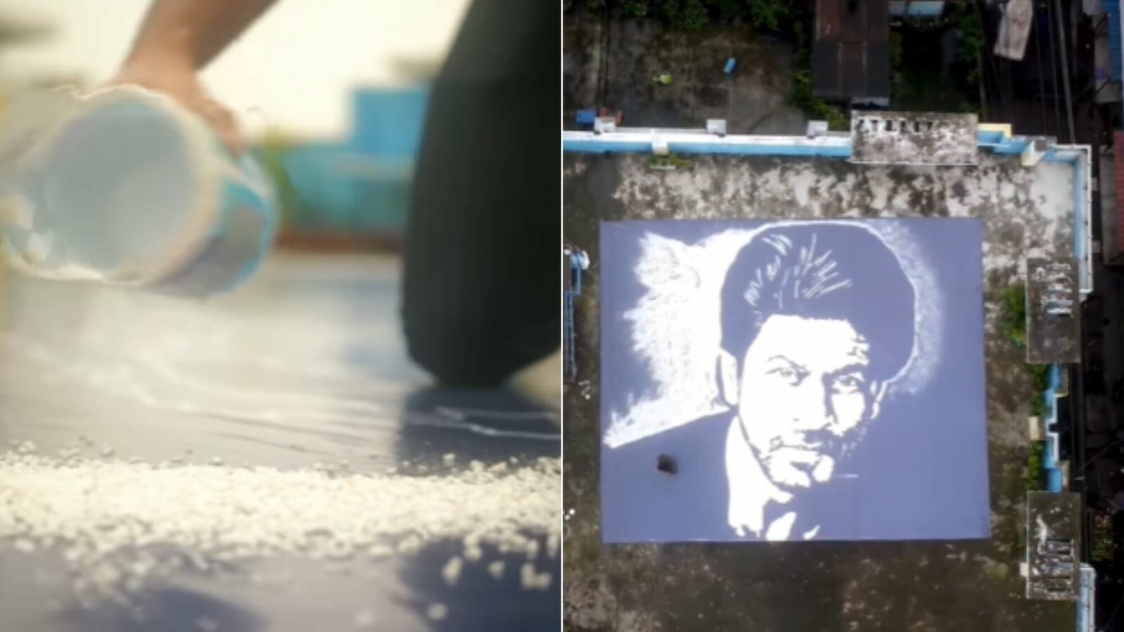 Artist creates huge portrait of Shah Rukh Khan using marble stone chips