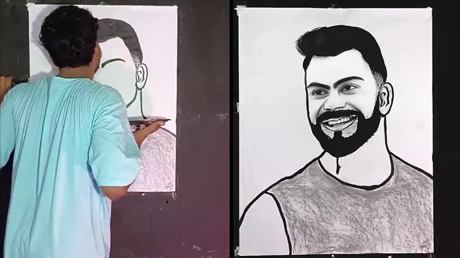 Artist paints Virat Kohli’s portrait using his tongue, netizens react