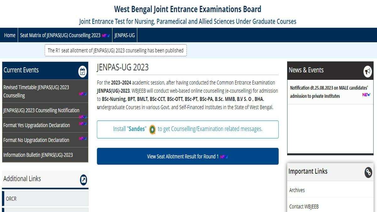 JENPAS UG 2023 Seat Allotment Result