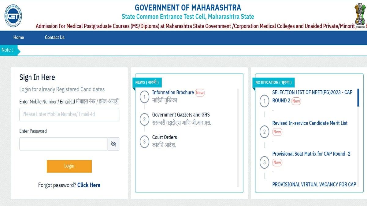 Maharashtra NEET PG counselling round 2 selection list