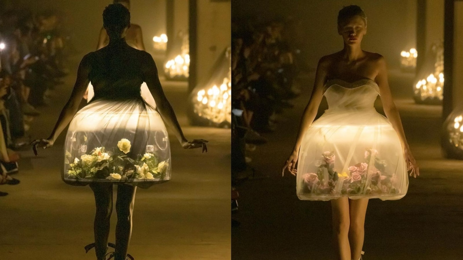 Paris Fashion Week: People react to models in lamp dresses with live butterflies