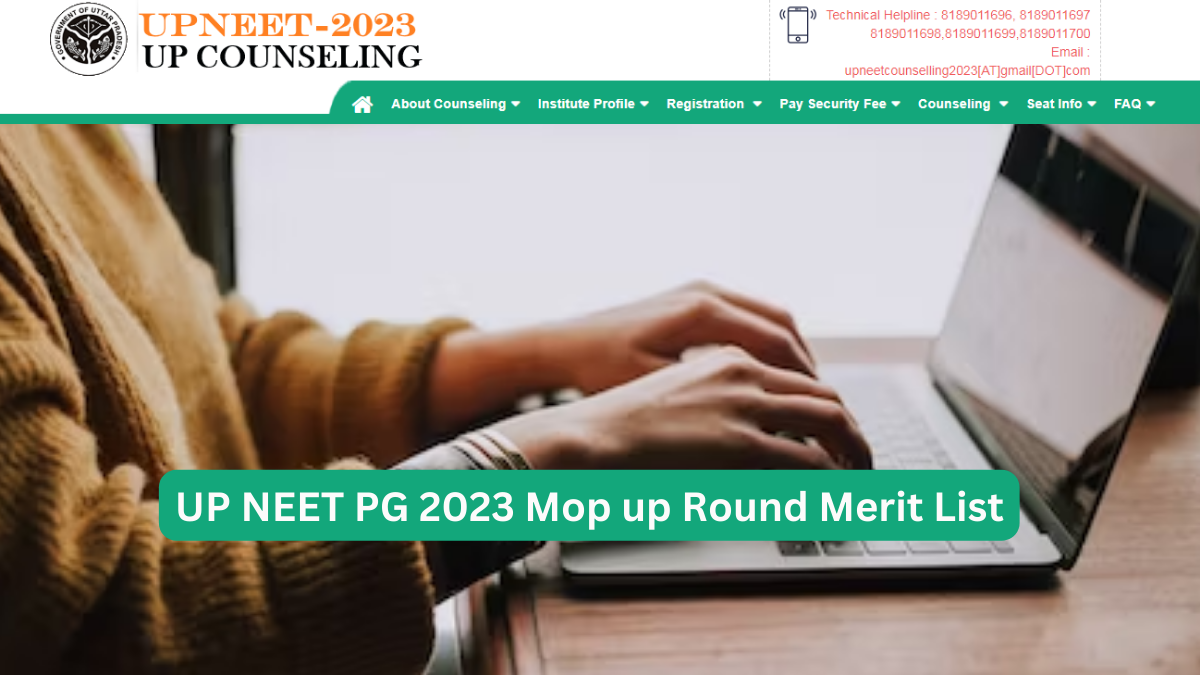 UP NEET PG Counselling 2023 Mop up Round Merit List