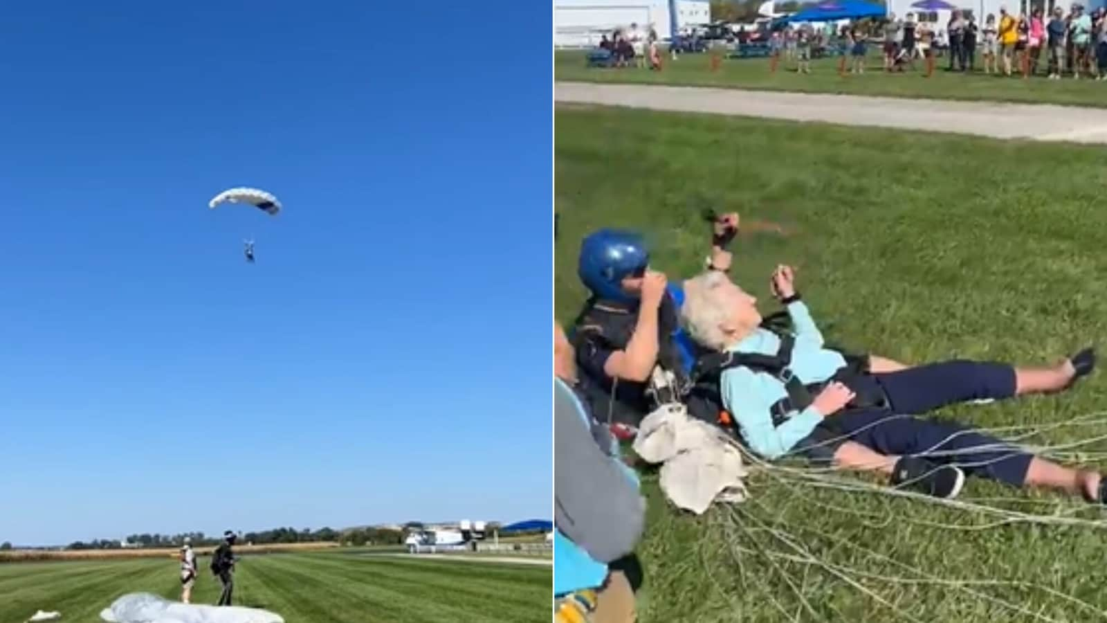 104-year-old woman skydives, aims to create world record. Watch