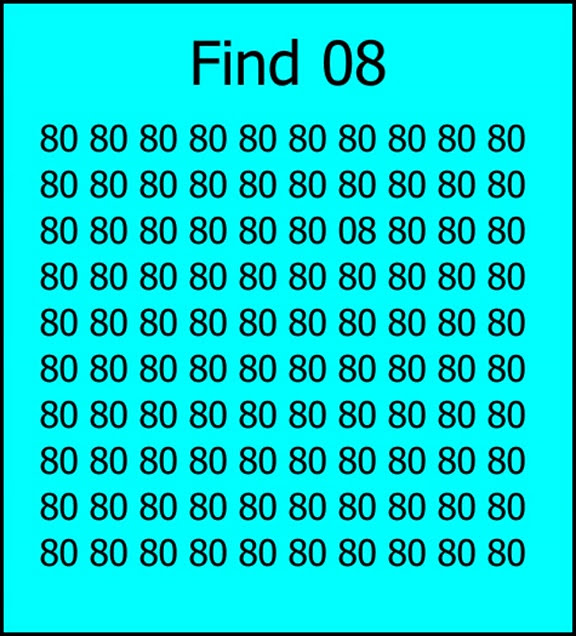 You have 20/20 vision if you can spot the number 8 in this puzzle…you only have 15 seconds