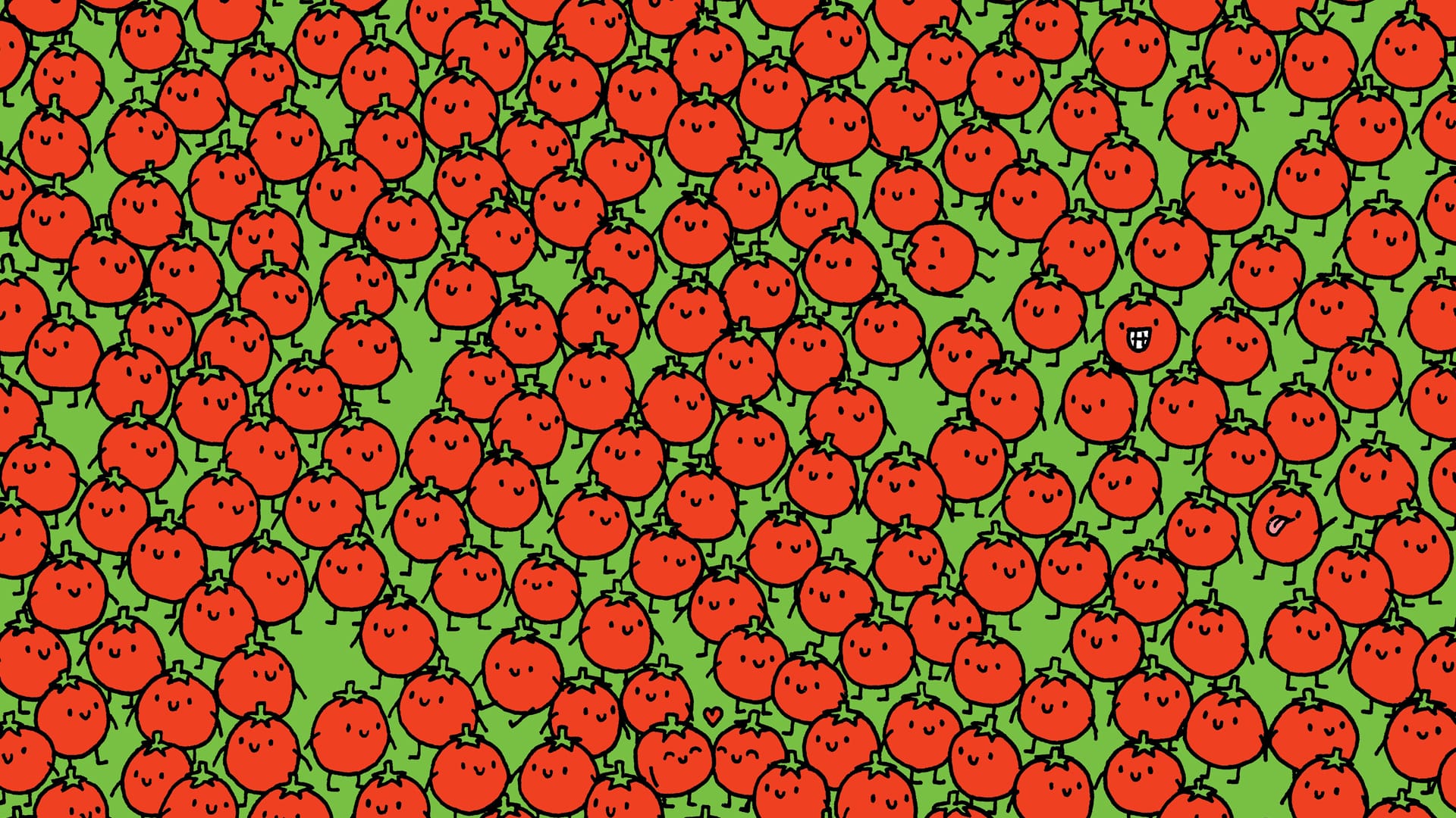 You have 20/20 vision if you can spot the 3 apples hidden among the tomatoes in under 20 seconds