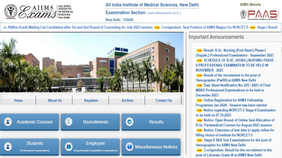 AIIMS Final MBBS Exam 2023 Datesheet