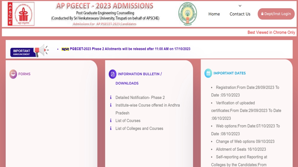 AP PGECET 2023 phase 2 allotment result today