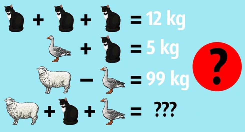 Are you a genius?  Determine the weight of a sheep, a cat and a duck in 15 seconds