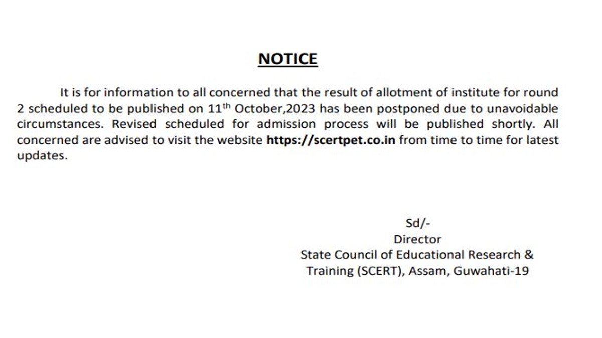 Assam DElEd seat allotment result 2023