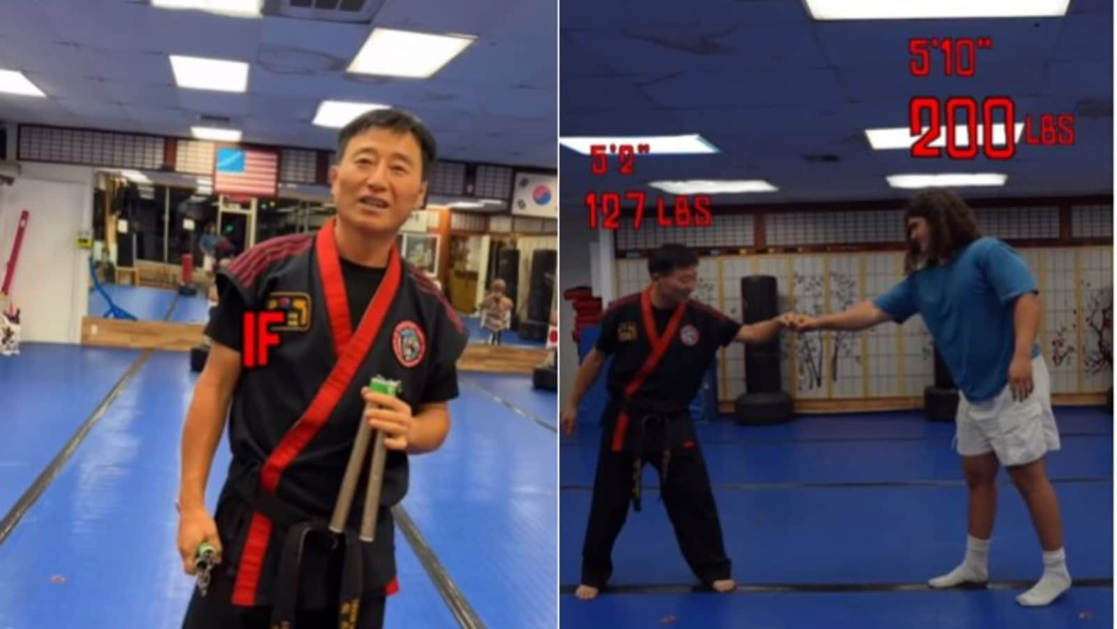 Bodybuilder challenges karate master for a fight. Watch how it ends