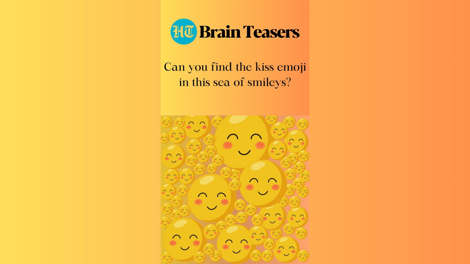 Brain teaser: Can you spot the kiss emoji hidden among the smileys?