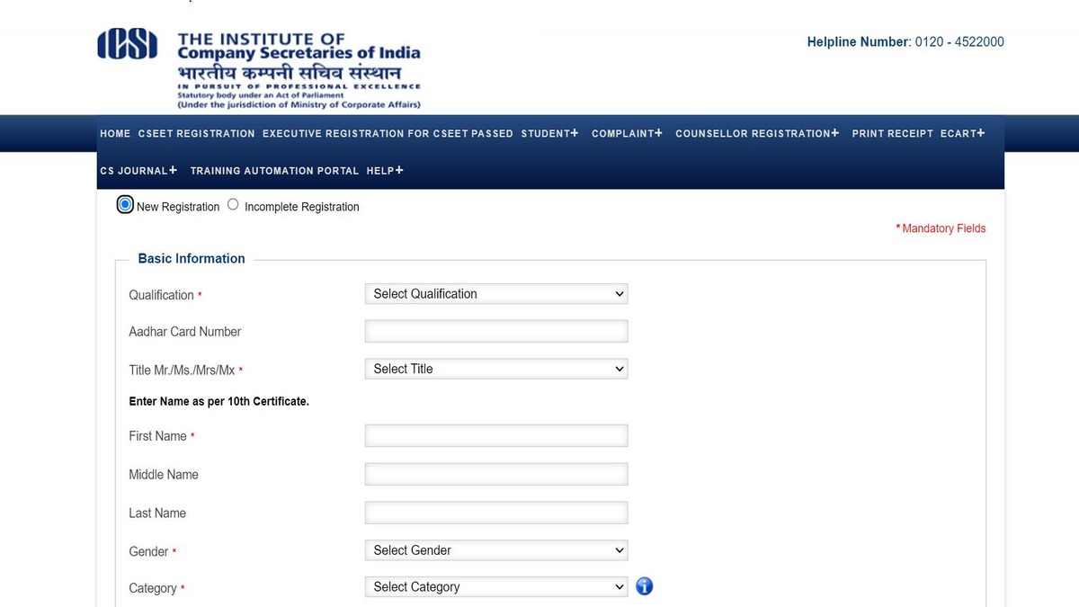 CSEET Registration 2024 for January Session Starts