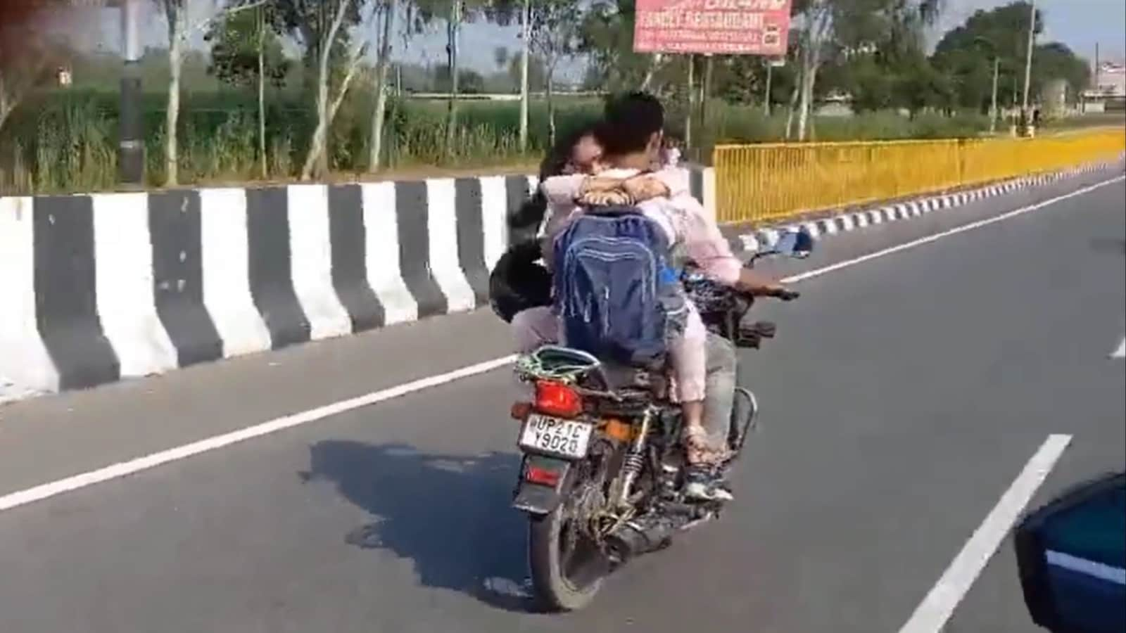 Couple engages in PDA while riding a bike, UP Police imposes hefty fine