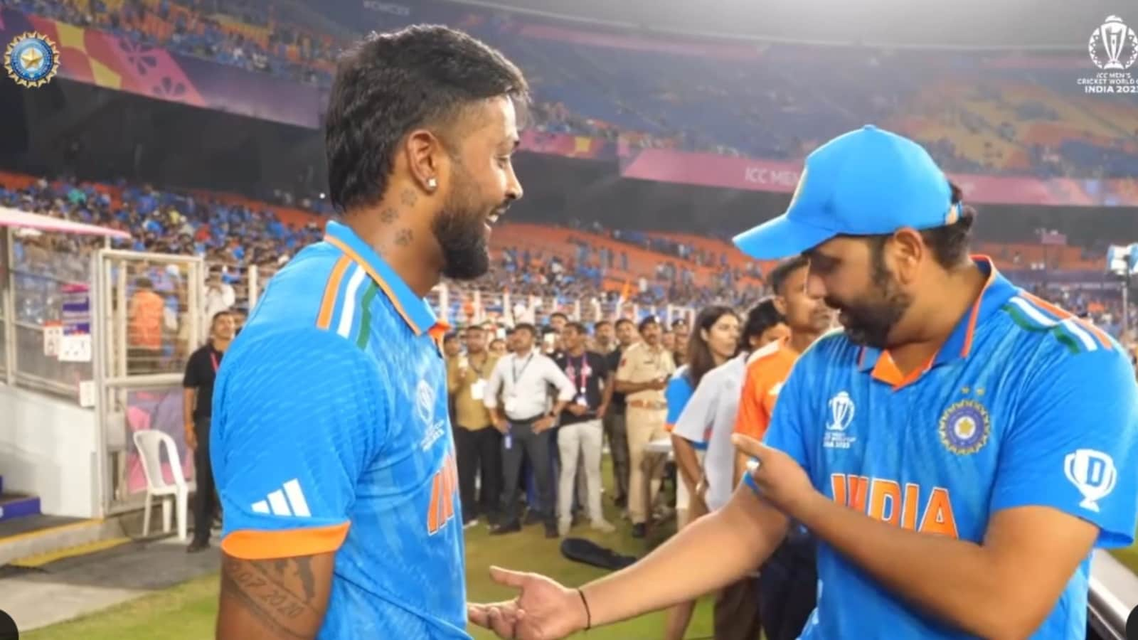 Cricket World Cup 2023: Hardik Pandya dons anchor’s hat, interviews Rohit Sharma, Ravindra Jadeja and Mohammed Siraj