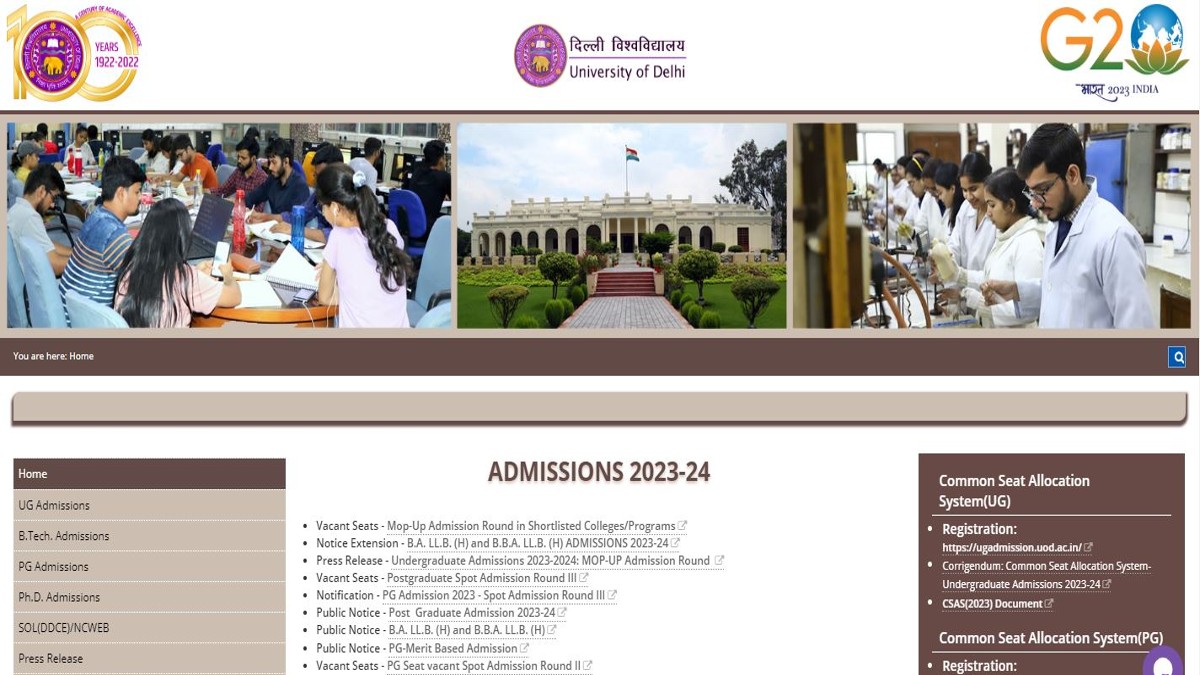 DU 5 Year LLB Registrations 2023 Extended