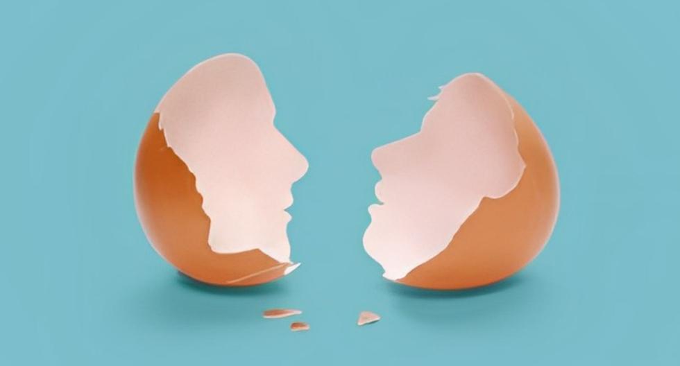 Find out if someone is happy depending on whether you see faces or eggs in the picture