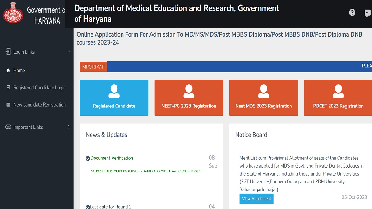 Haryana NEET PG Round 3 Allotment Result