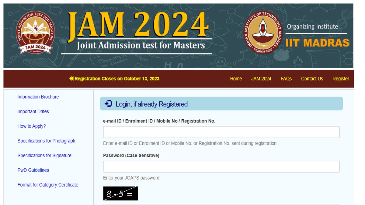 IIT JAM 2024 Applications