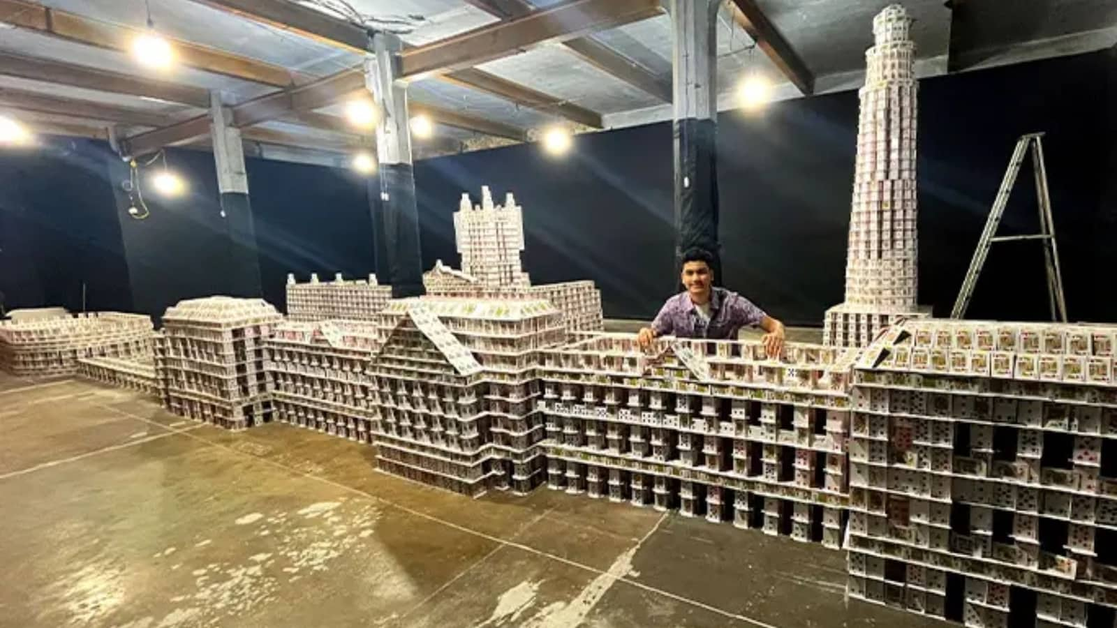 Indian teen builds world’s largest card structure with 1,43,000 cards