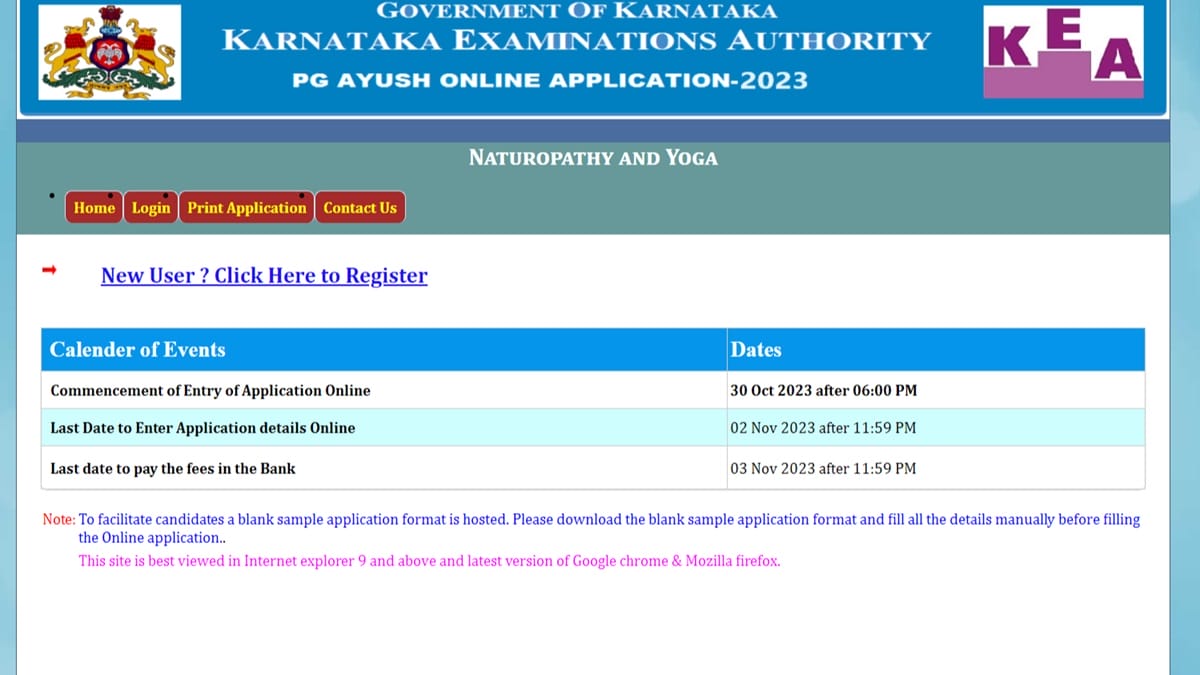 Karnataka Ayush PG counselling registration