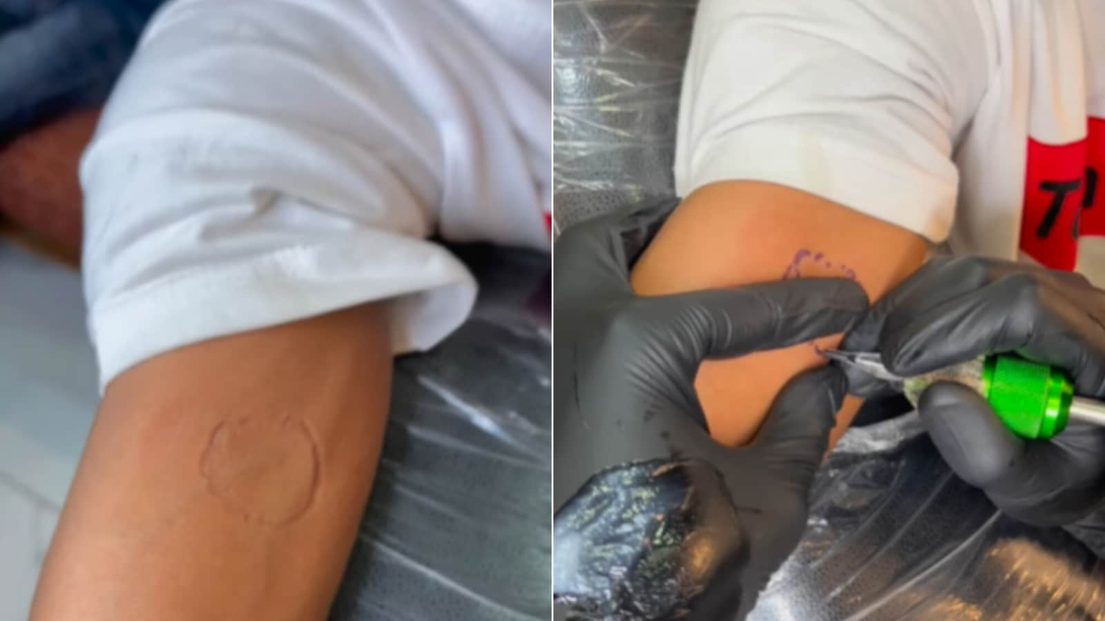 Man gets woman’s bite mark on his arm tattooed. Watch