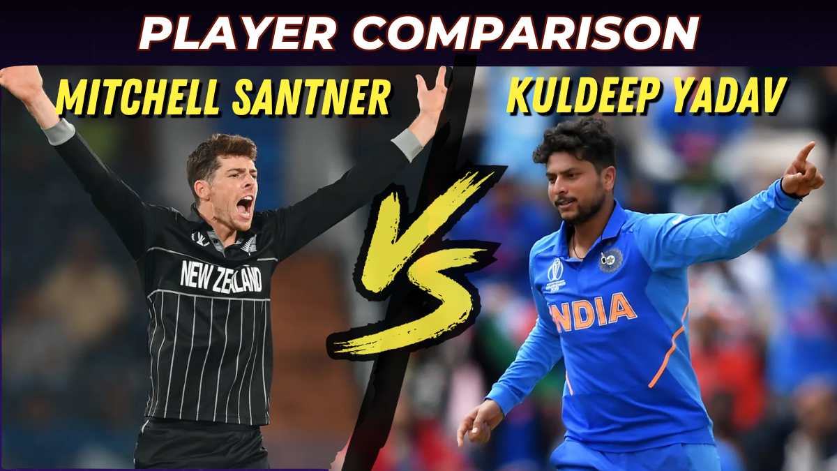 Get here the cricket stats and World Cup comparison between Mitchell Santner and Kuldeep Yadav