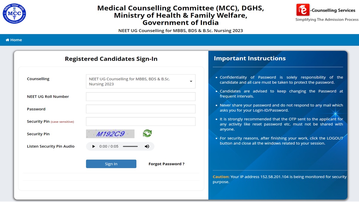 NEET UG BDS BSc Nursing Counselling