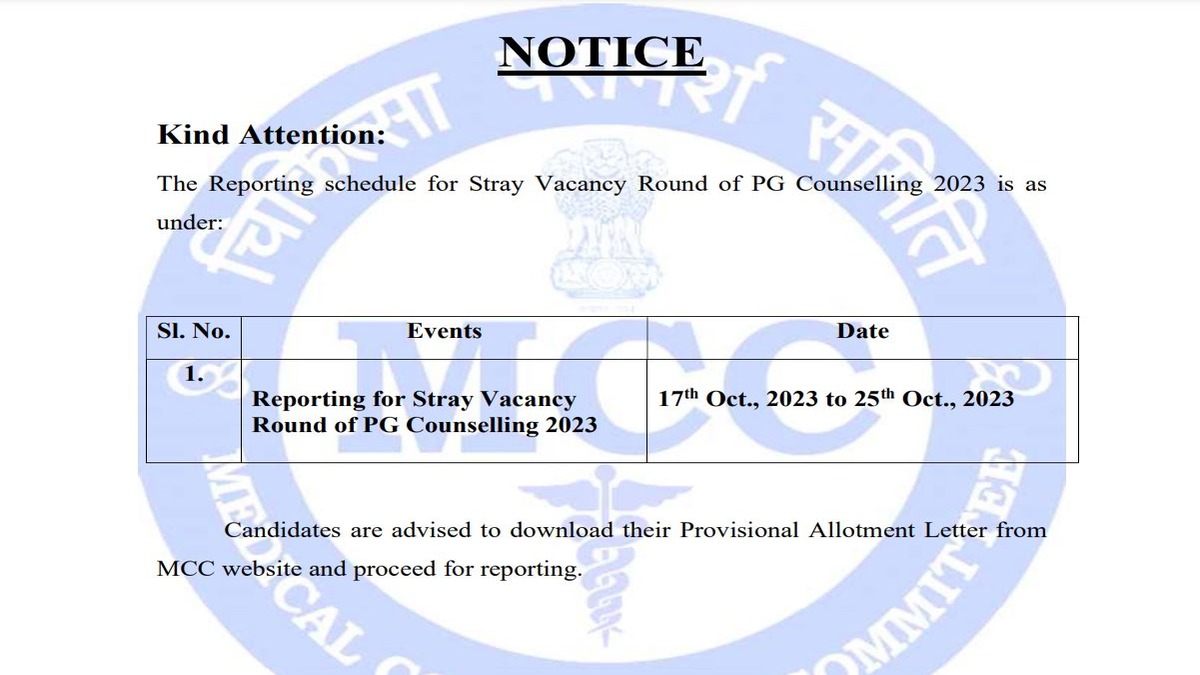 NEET PG 2023 Stray Vacancy Round