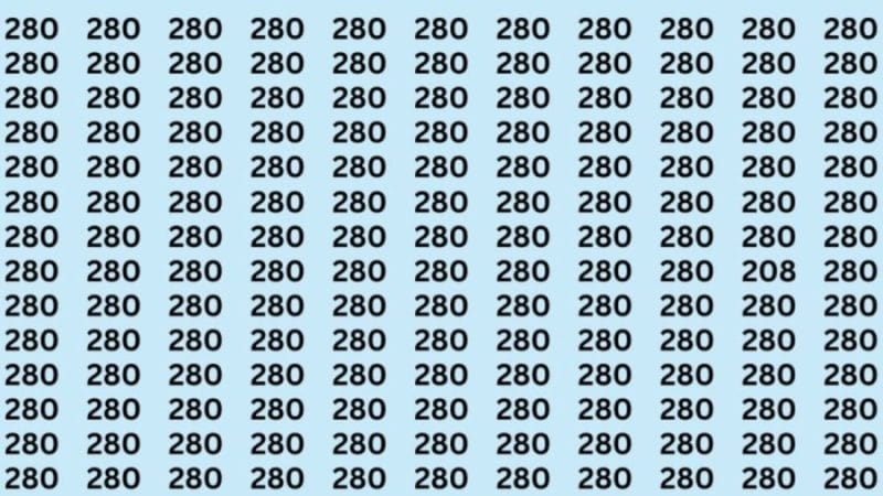 Natural IQ Test: Can you find the number 208 among 280 in 8 seconds?