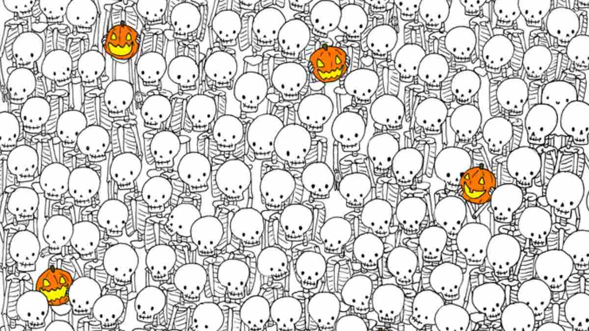 Can You Spot the Ghost Hidden Among Skeletons In Halloween Picture Within 15 secs!