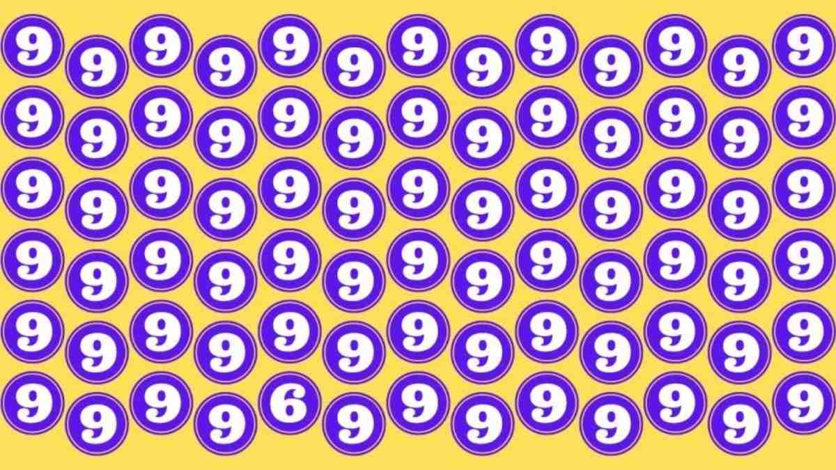 Find the hidden number 6 among 9’s.