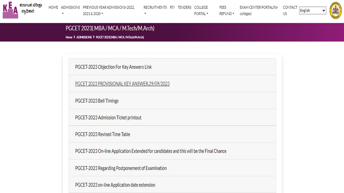 Karnataka PGCET Result 2023