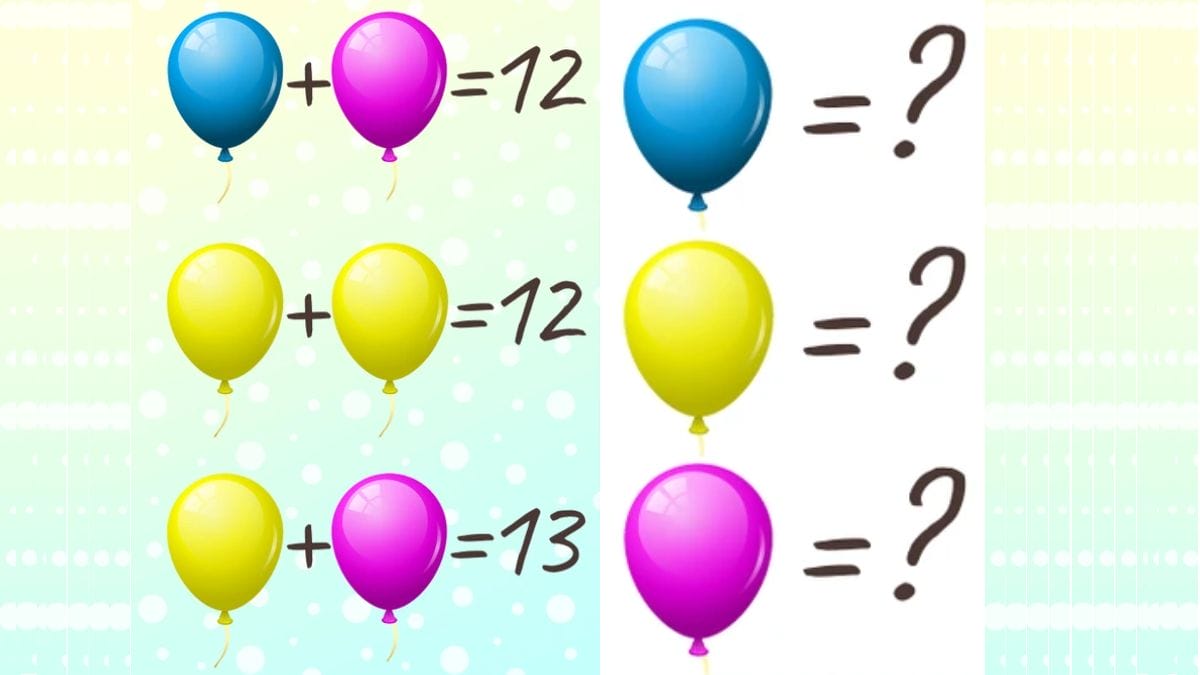 Can You Find the Value of Yellow, Blue and Purple Balloons in 15 secs?