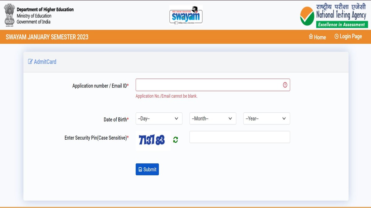 SWAYAM January 2023 Admit Card