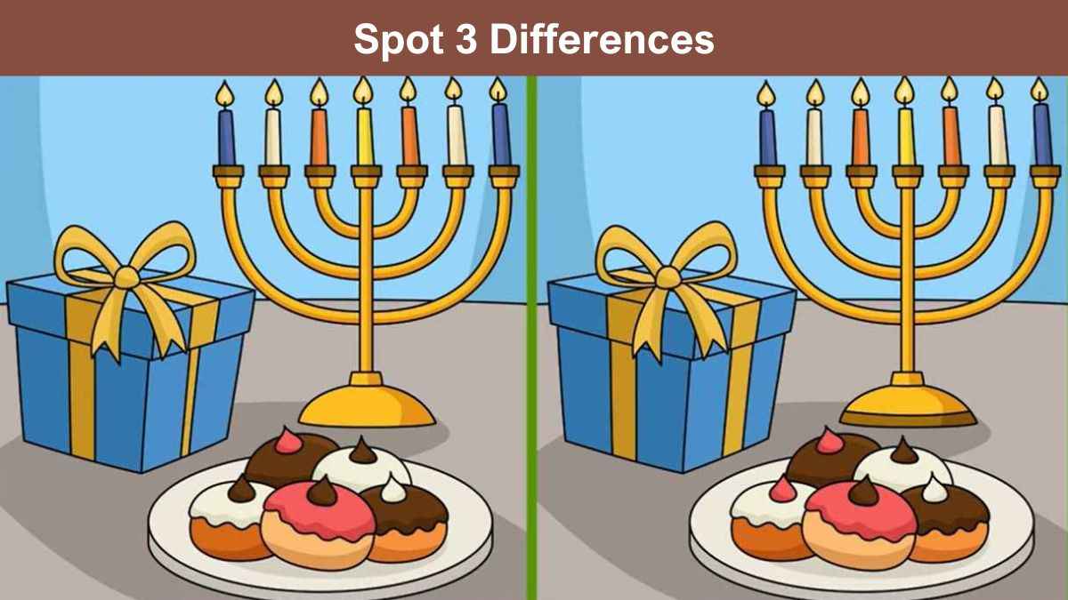 Spot 3 differences between the Hanukkah pictures