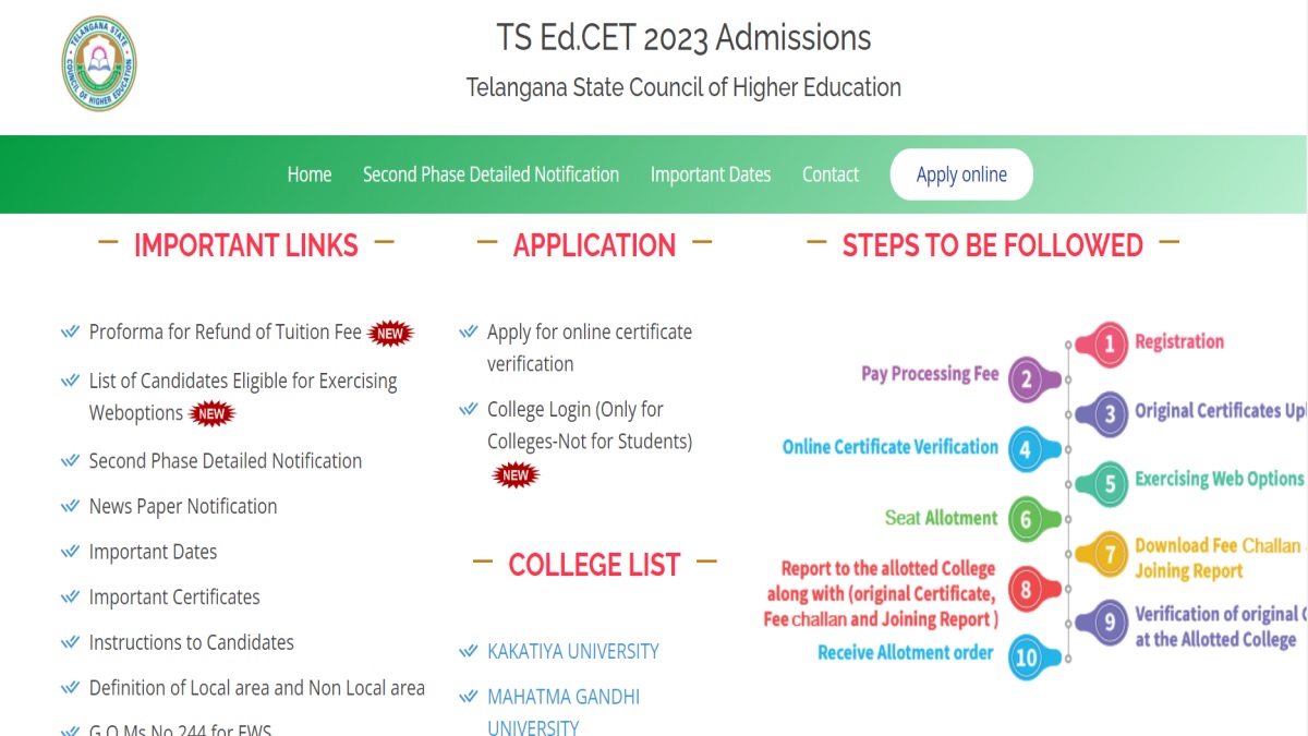 TS EDCET 2023 Counselling Phase 2