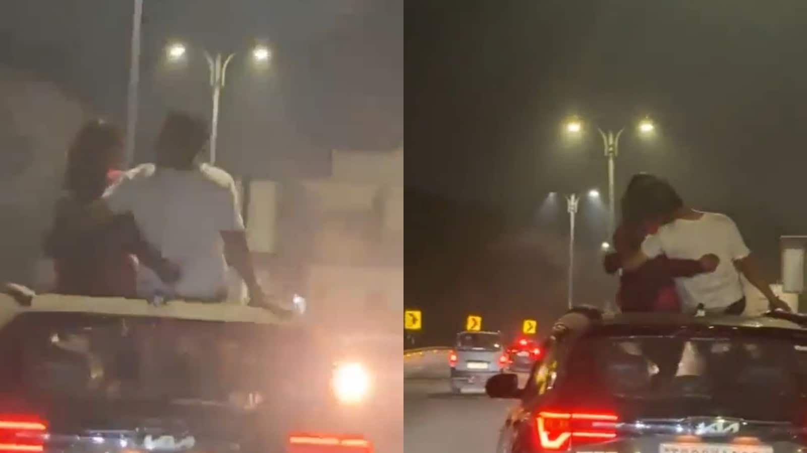 Video of Hyderabad couple kissing on top of a moving car sparks mixed reactions