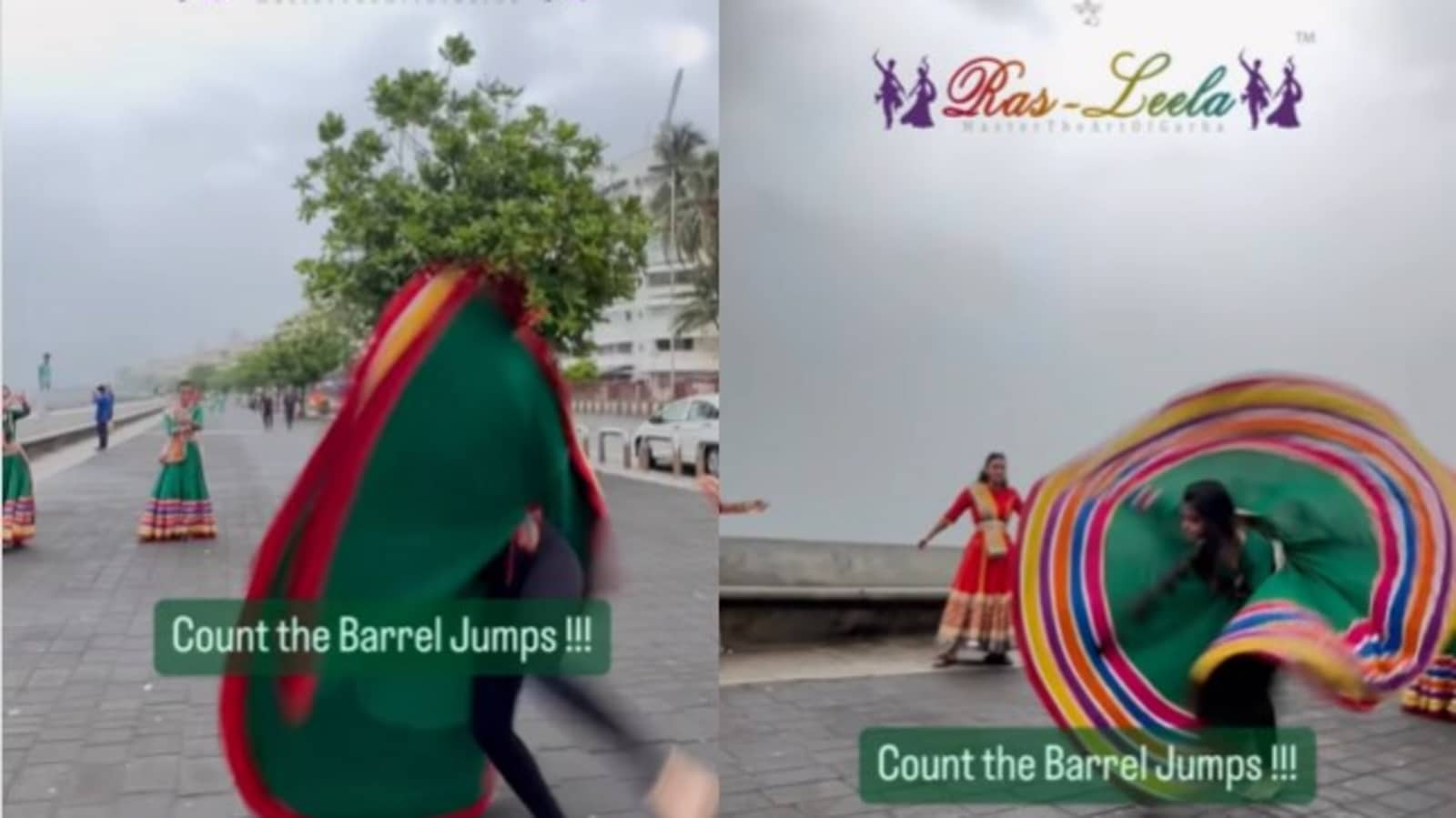 Woman's incredible barrel jumps while performing Garba will make your jaw drop. Watch